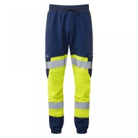 Leo Workwear Hawkridge Class 1 Stretch Trousers Hi-Vis Yellow / Navy